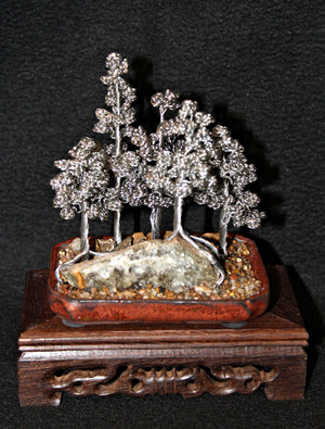 Silver Pine Bonsai Forest with Ocean Jasper and Petrified Wood - SOLD