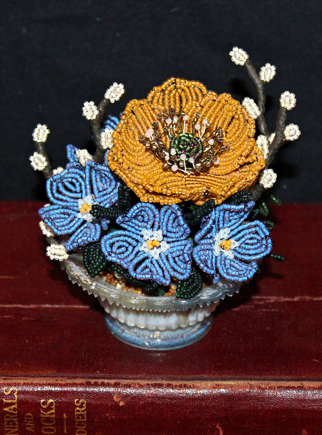Golden Poppy and Blue Periwinkle Mini Arrangement - SOLD