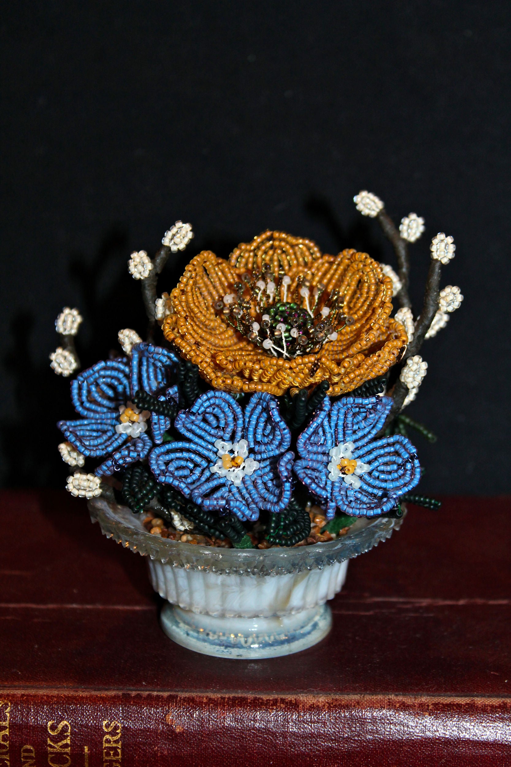 Golden Poppy and Blue Periwinkle Mini Arrangement - SOLD