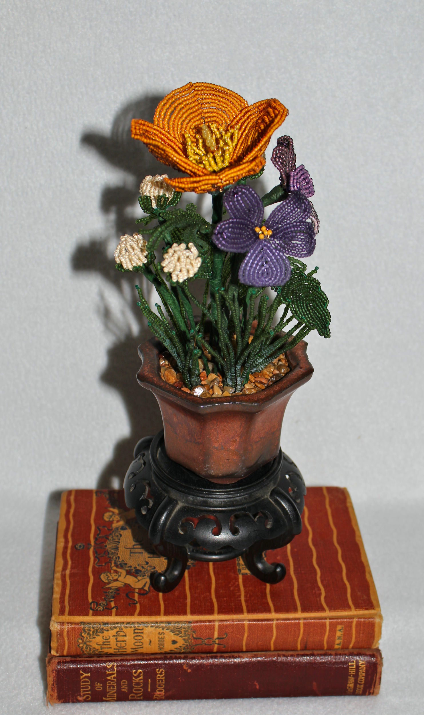 California Poppy and Violets - SOLD