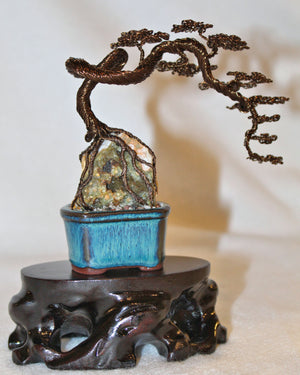 Root-over-Rock Cascade Bonsai on Agate - SOLD