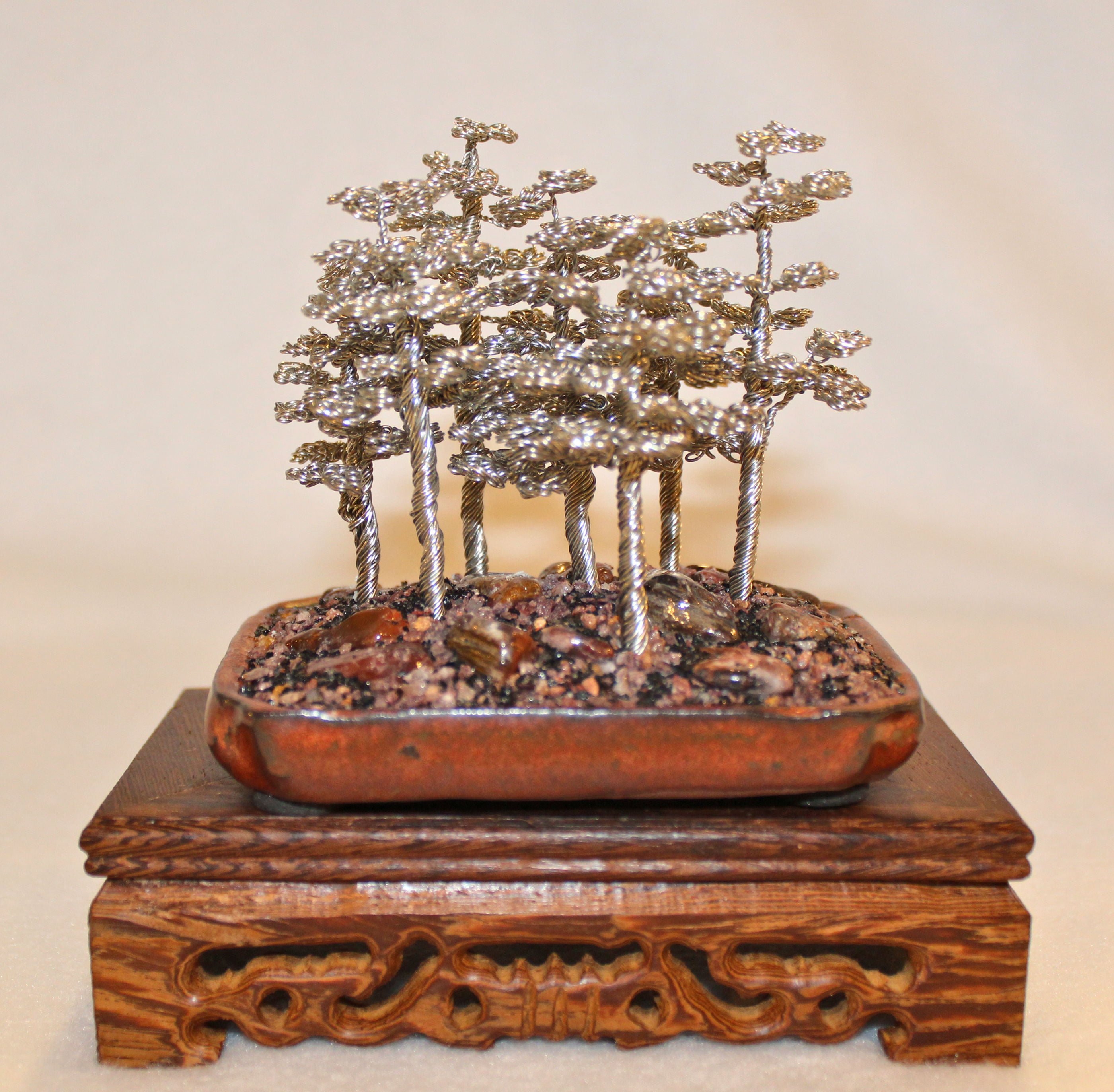 bonsai tree mini forest Mini Silver Pine Tree Bonsai Forest
