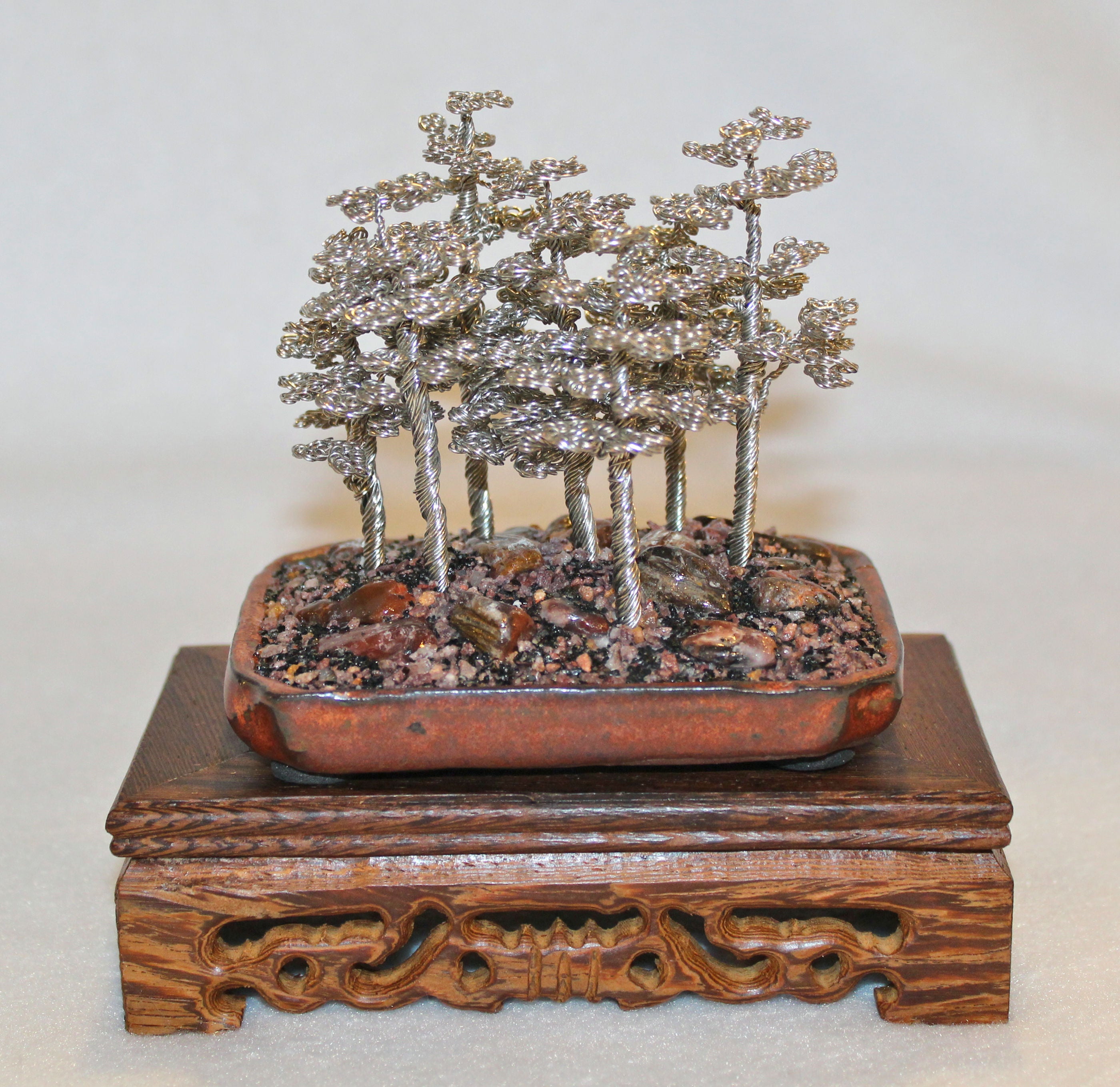 Mini Silver Pine Tree Bonsai Forest - SOLD