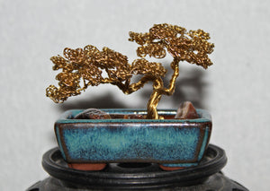 Mini Gold Windswept Bonsai with Petrified Wood - SOLD