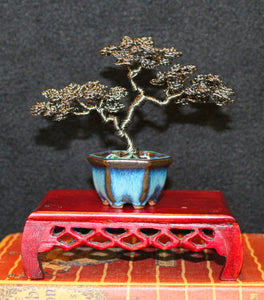 Dark Silver Moyogi Bonsai Tree in Hexagonal Pot - SOLD