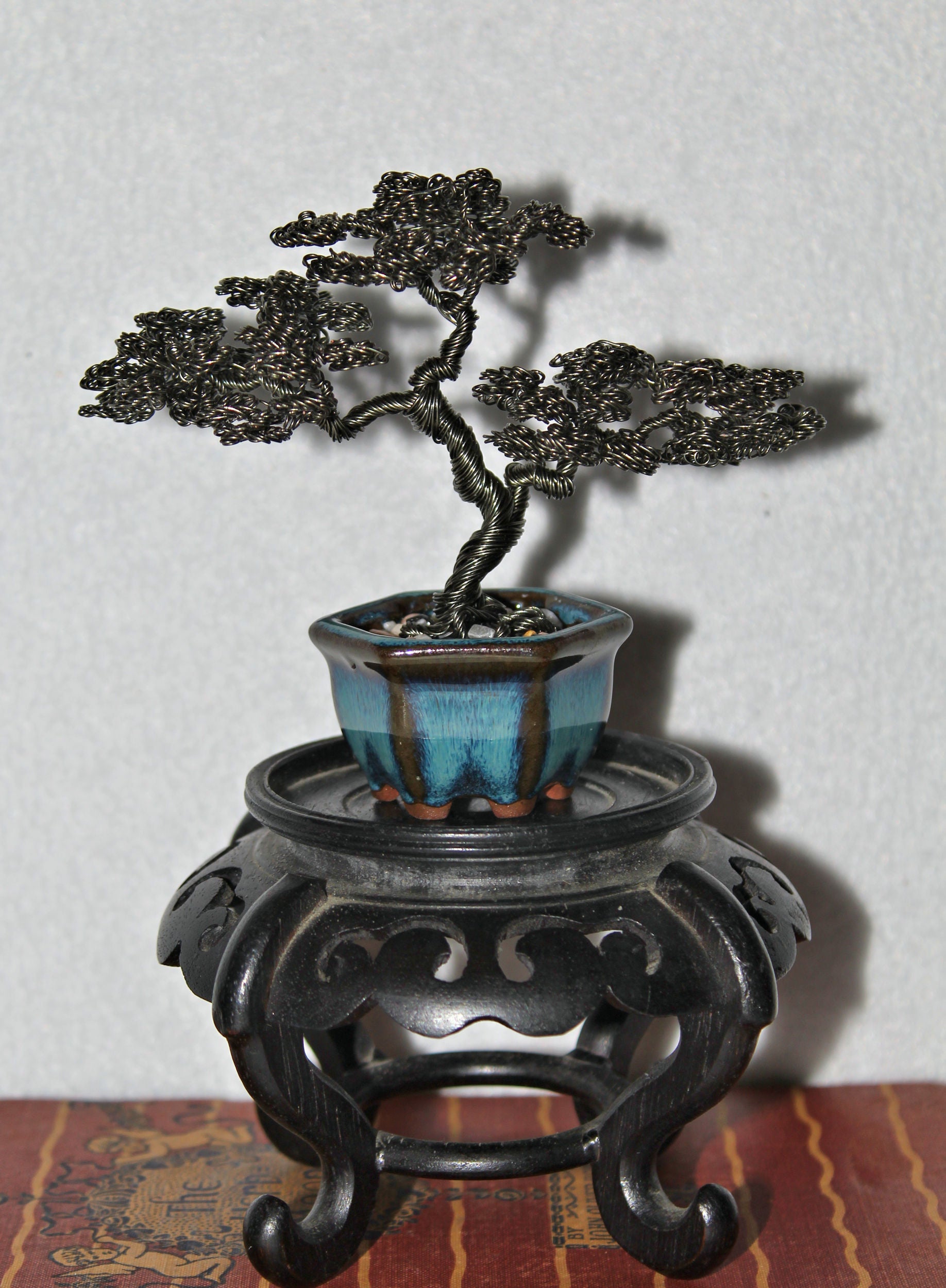 Dark Silver Moyogi Bonsai Tree in Hexagonal Pot - SOLD