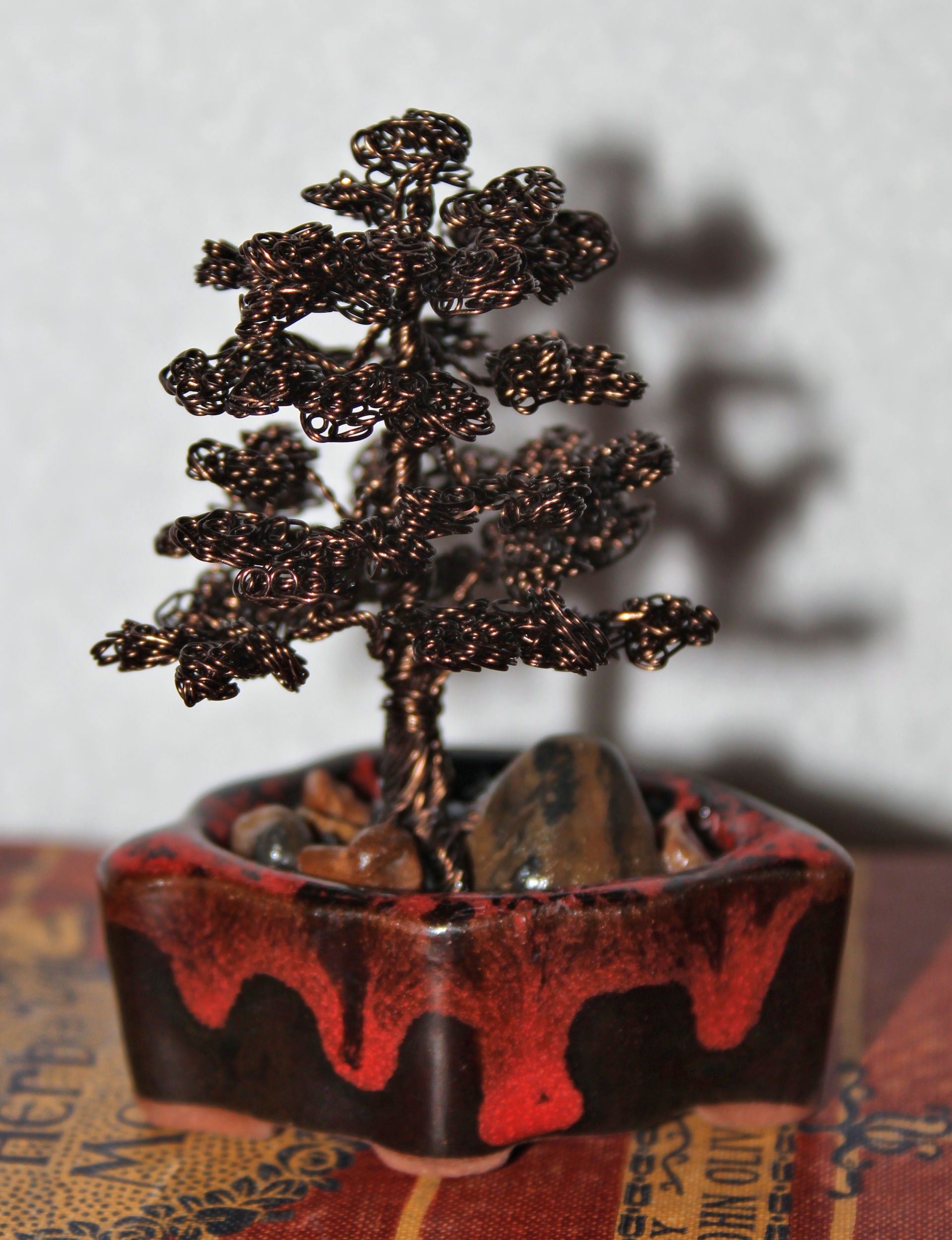 Mini Bronze Chokkan Bonsai in Leaf Pot - SOLD