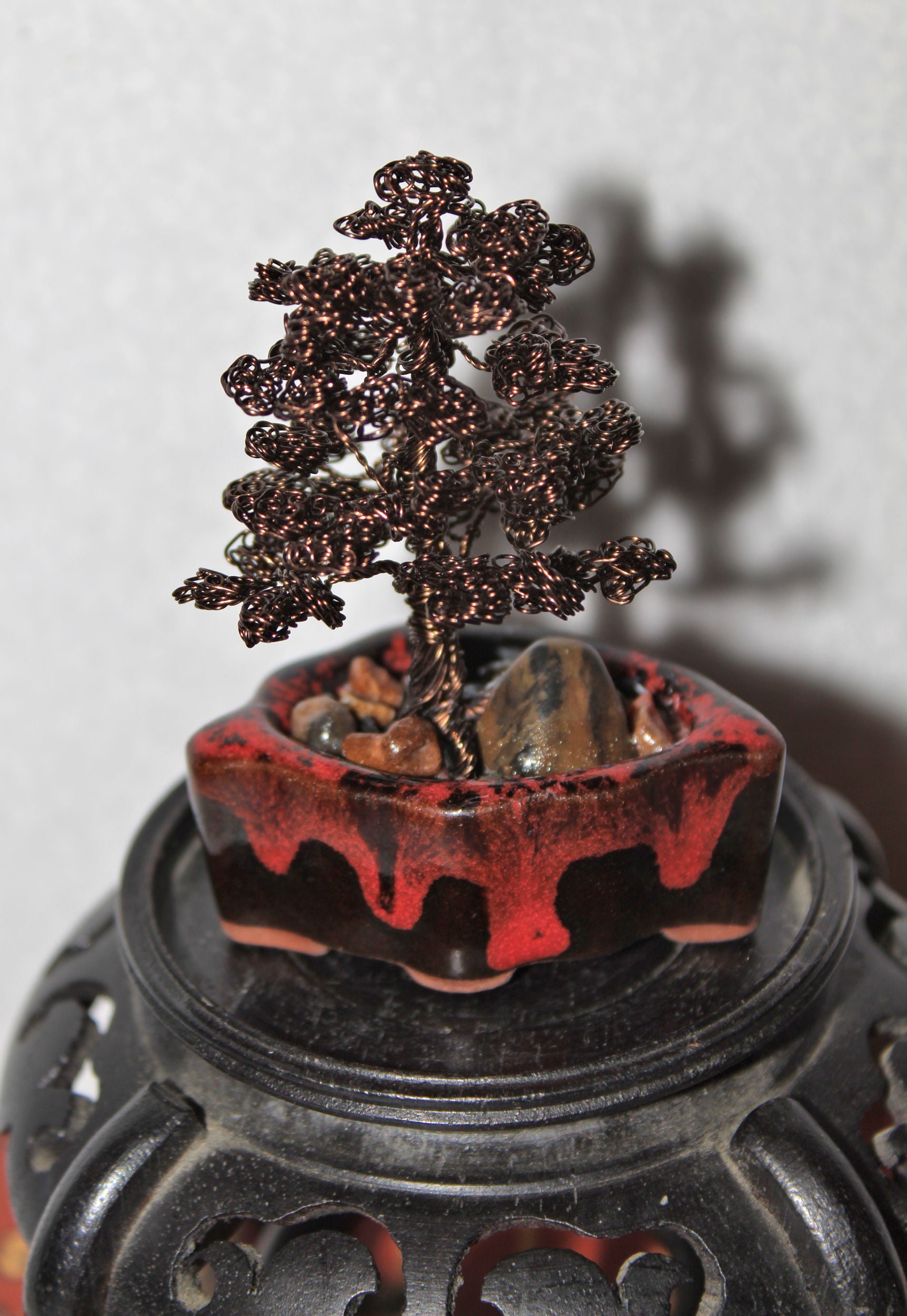 Mini Bronze Chokkan Bonsai in Leaf Pot - SOLD