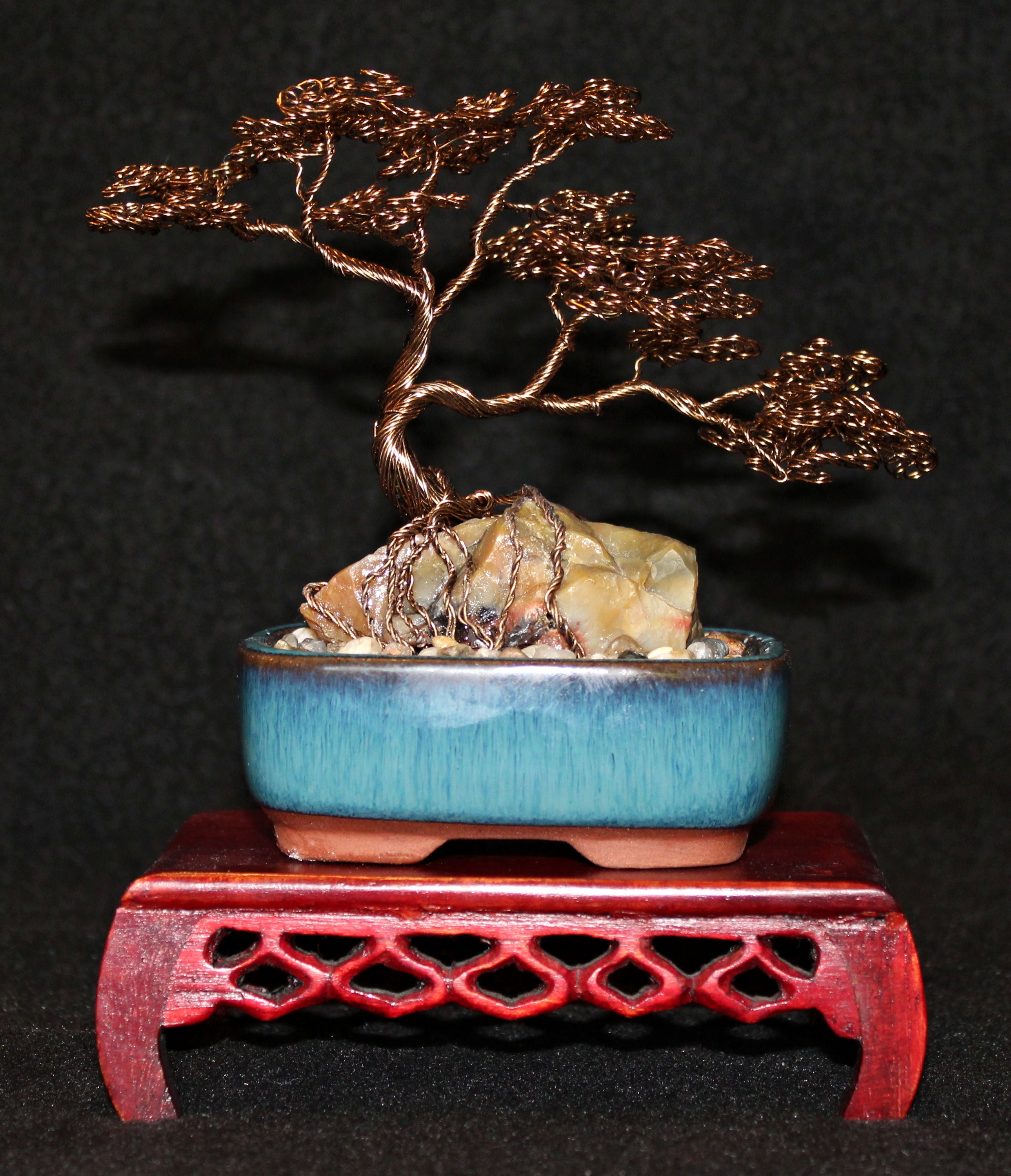 petrified bonsai tree Root-over-Rock Seki-joju Bonsai on Petrified Wood