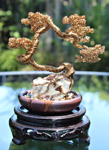 Antiqued Copper Literati Bonsai over Ocean Jasper - SOLD
