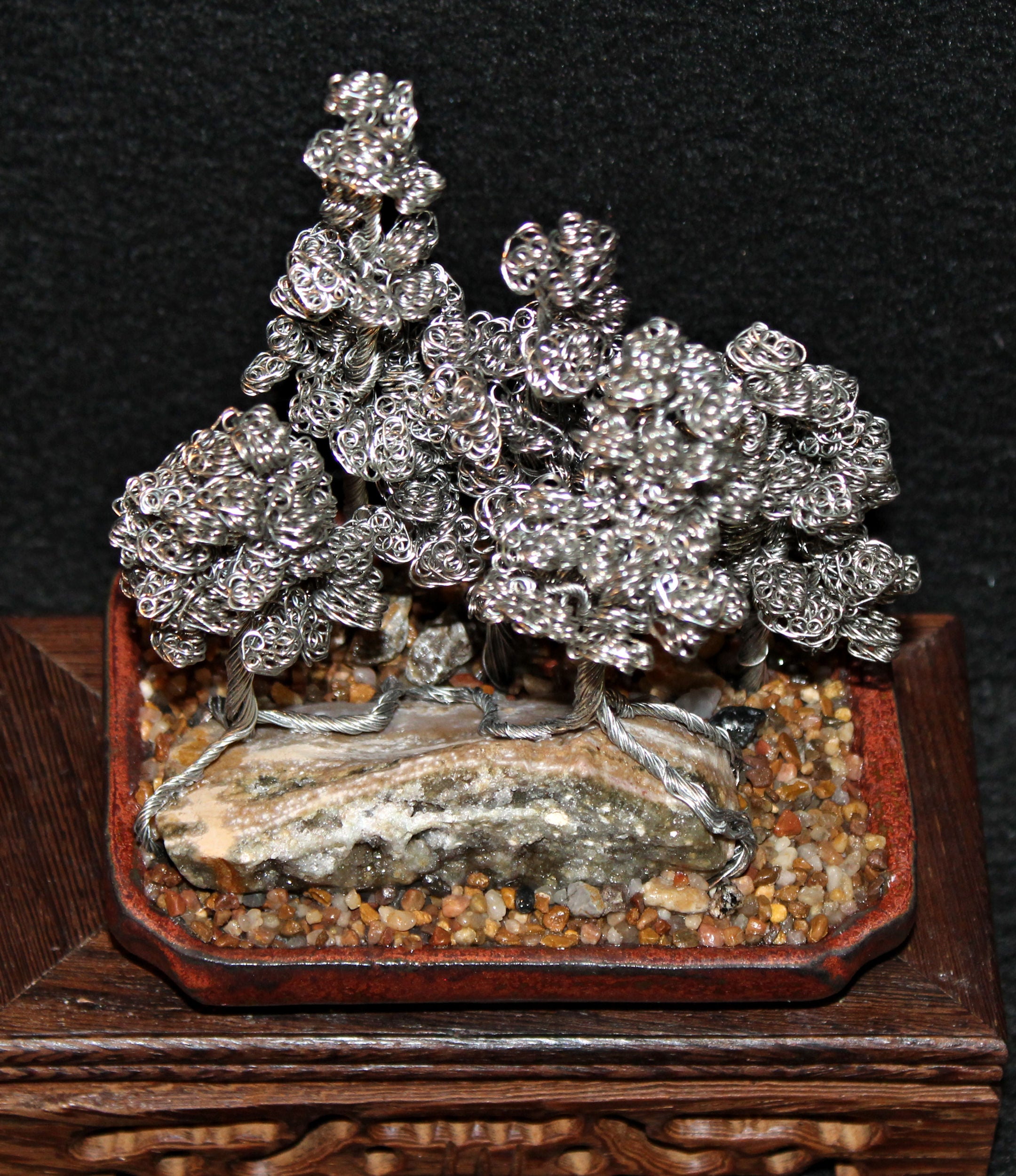Silver Pine Bonsai Forest with Ocean Jasper and Petrified Wood - SOLD
