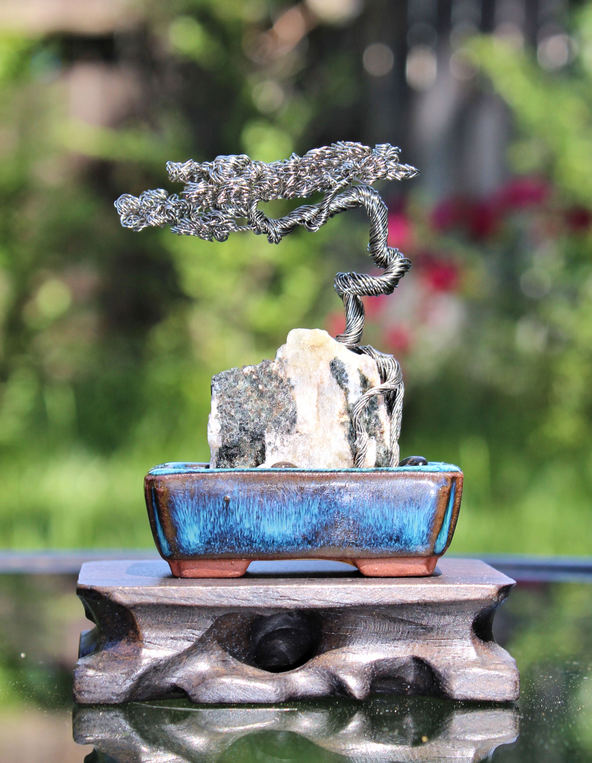 Small Windswept Bonsai Tree on Quartz and Granite