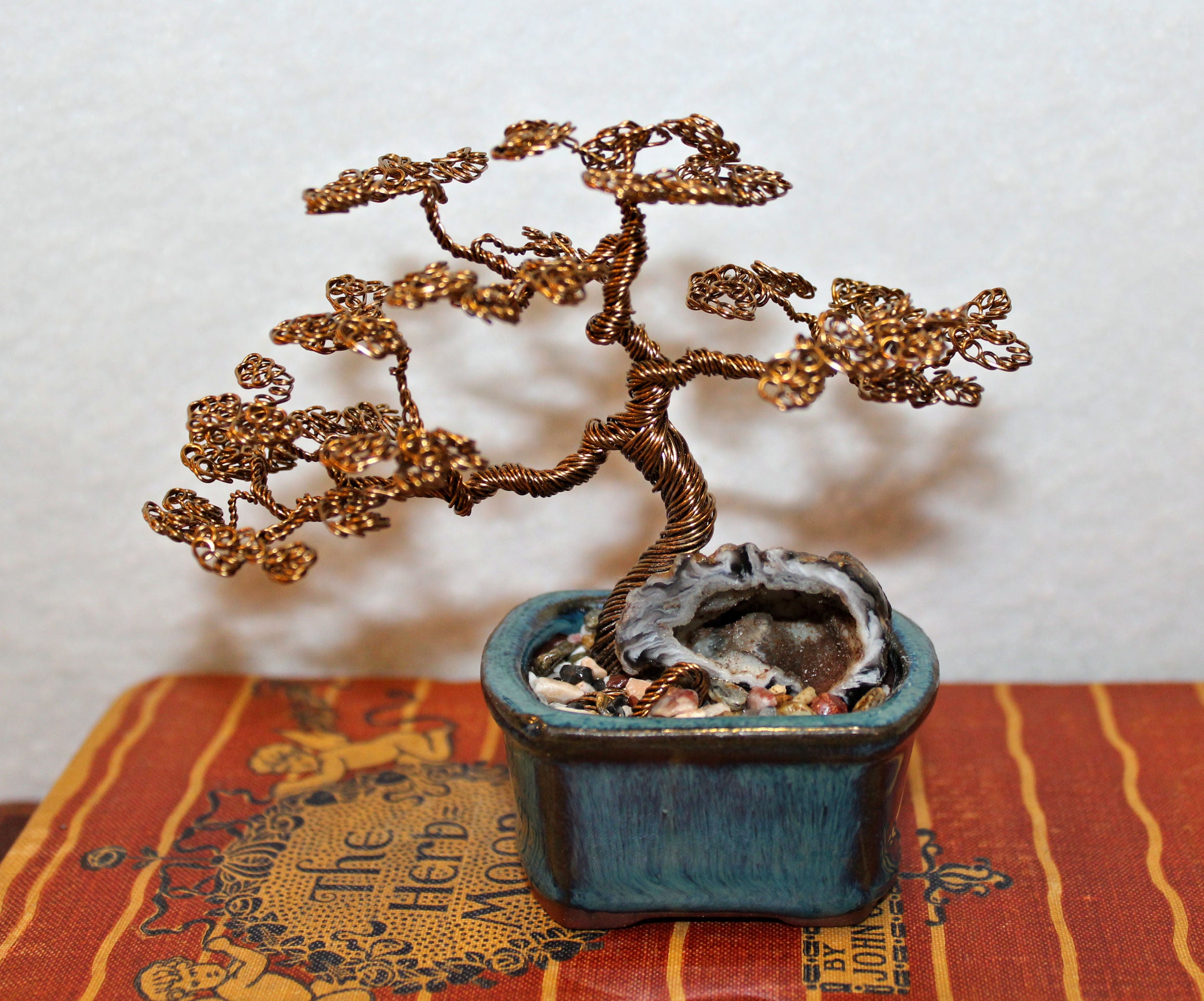Small Copper Informal Upright Bonsai with Mini Geode - SOLD
