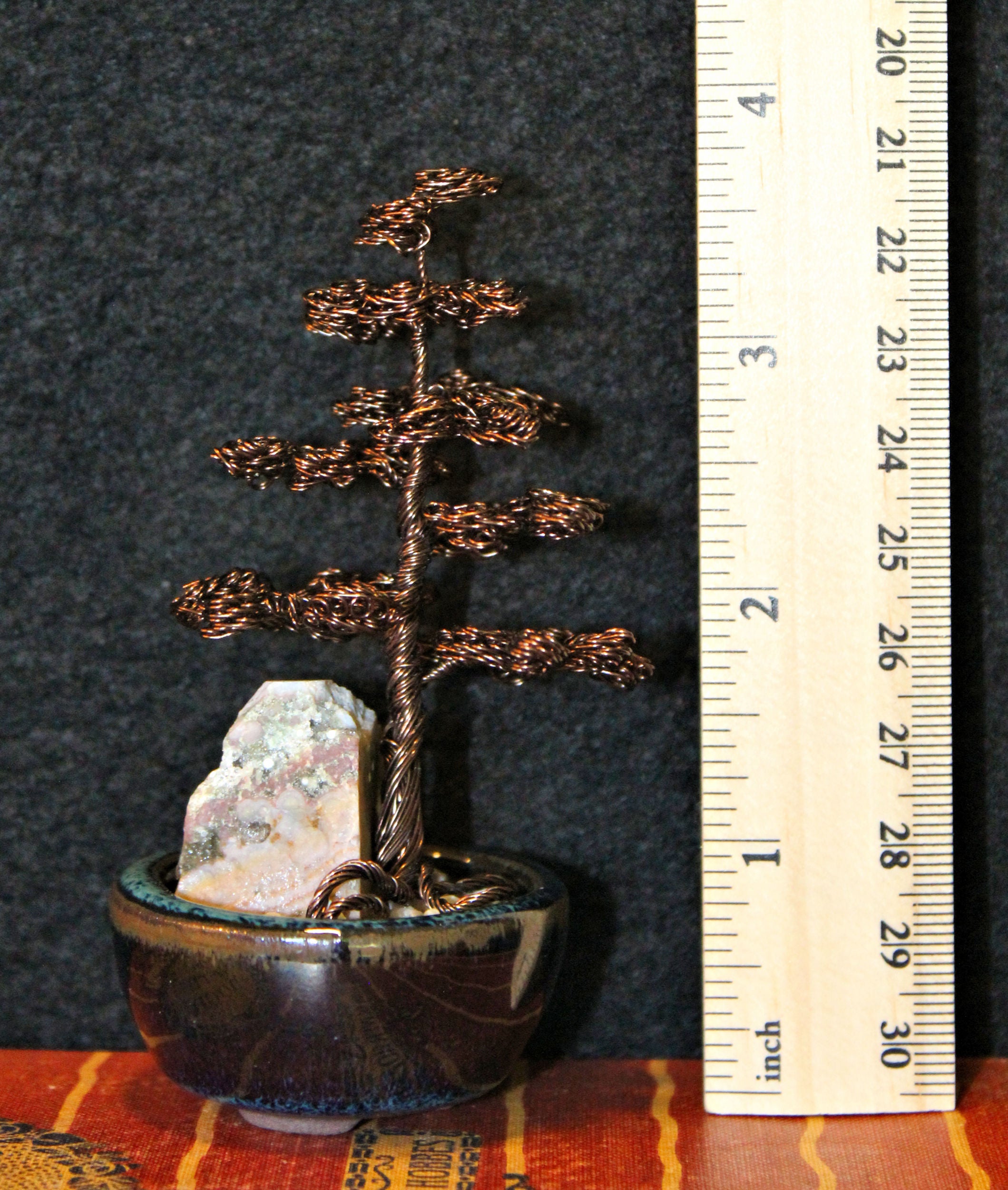 Mini Bronze Chokkan Pine Bonsai with Ocean Jasper - SOLD
