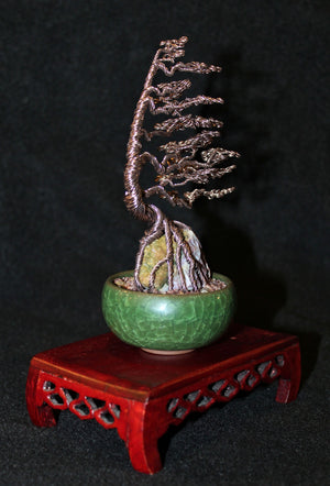 windswept bonsai tree Windswept Root-over-Rock Bonsai with Ocean Jasper